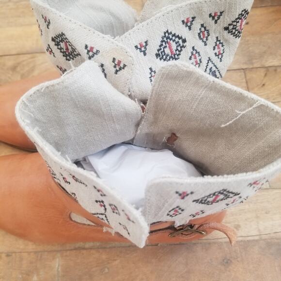 Latigo James Anthropologie Boots Womens 7M Leather and Canvas Ankle Boho Casual - Picture 8 of 12